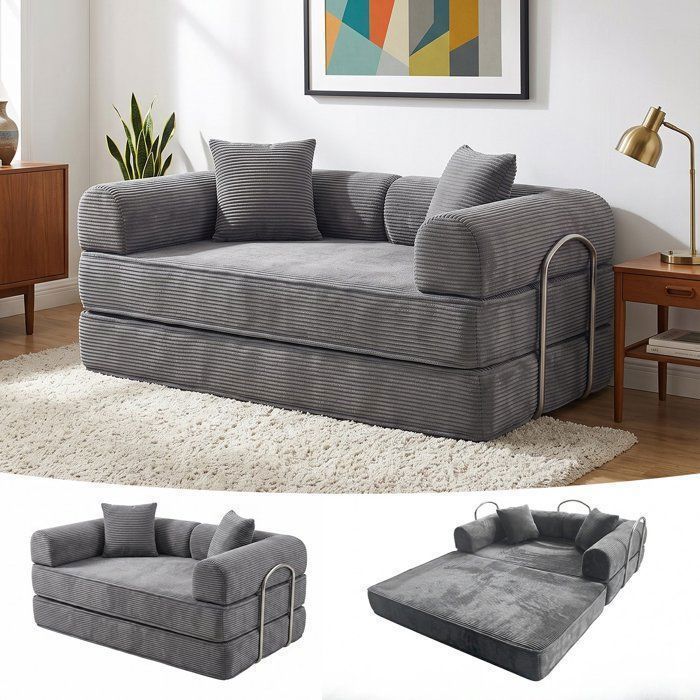 Canapé-lit convertible 2 places - TOPESCT - canapé compressé 4 en 1 - 150cm -pour Salon - petit canapé convertible - Gris