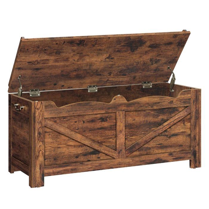 Banc de rangement avec coffre - tabouret banc à chaussures en panneau de particules brun vintage cadre en X 40 x 100 x 48 cm bois