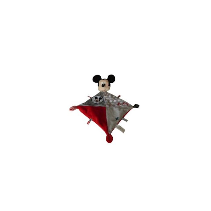 Doudou souris Mickey plat rouge gris - Disney