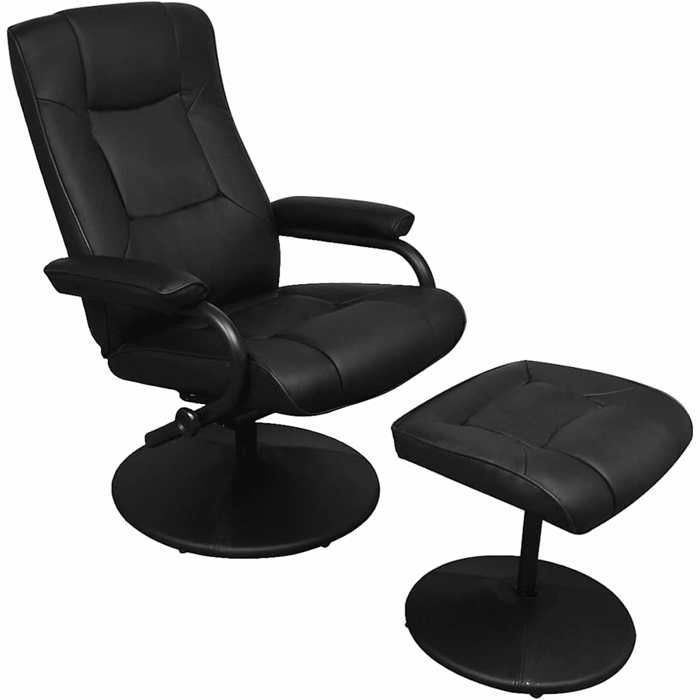 ELORAN Fauteuil simple - Fauteuil TV - avec repose-pied - Noir - Similicuir - 49 5x50 cm (lxP) - 1 personne - Tissu respirant 24711