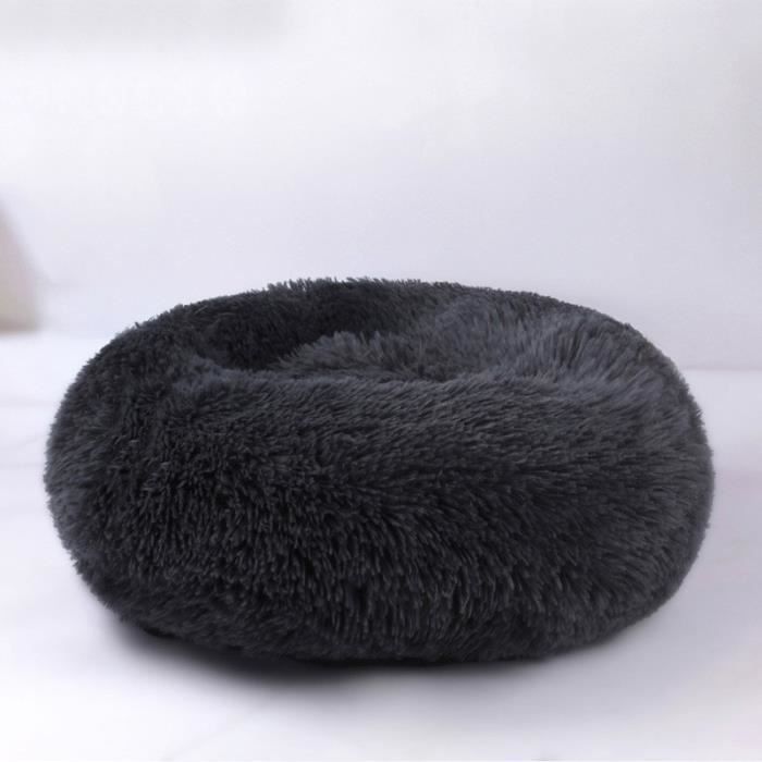 Meilleurs prix pour Couchage Panier Chien Chat Corbeille Coussin Rond Hiver Chaud en Peluche Lit Animal- Noir 50cm