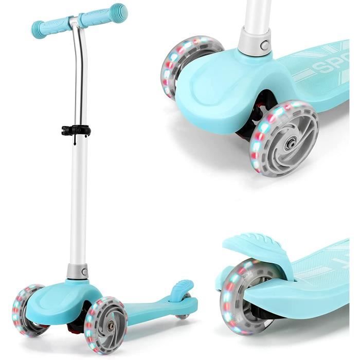 Trottinette Enfant Pliable Réglable - Roues LED, Portée 50kg, Hauteur 80-140cm, 3kg
