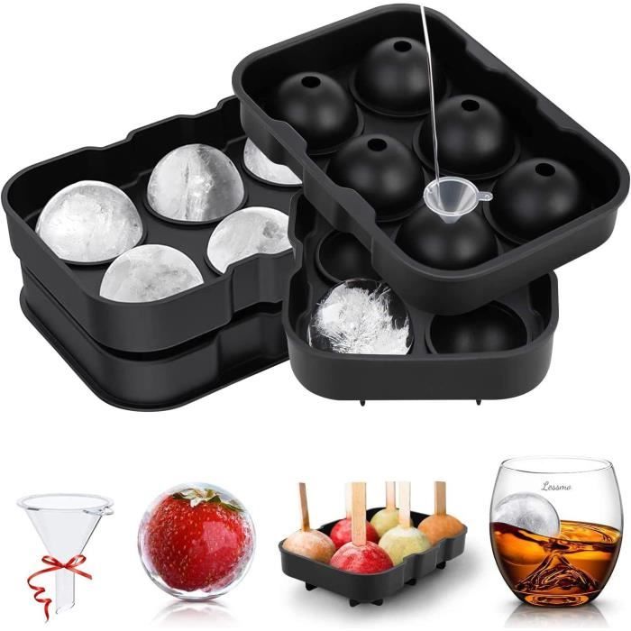 Bac à Glaçon Gros Cubes Moules à Glaçons Géants Silicone - 6 Glaçons Réutilisables - Pour Bain De Glace Et Cocktails - Gris Glacière Glaçons