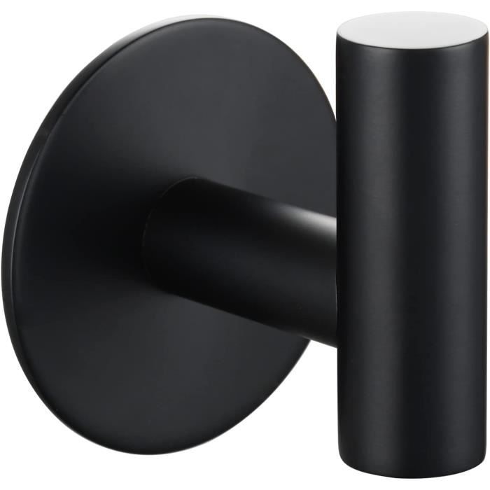 Porte-serviette Noir En Acier Inox - Fixation Vis Ou Autocollant - Design Compact Pour Salle De Bain Ou Cuisine