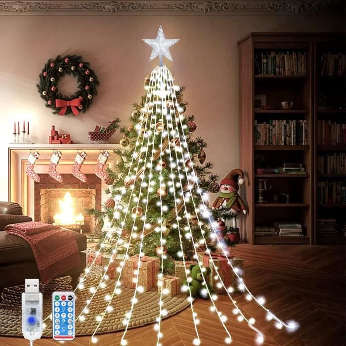 Guirlande Lumineuse Sapin De Noël 400 LED - 2m X 16 Branches, 11 Modes Avec Télécommande, Intérieur/extérieur IP44