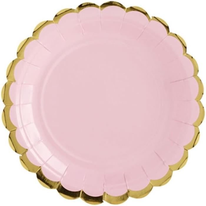 Assiettes En Carton Jetables PARTY GO - Lot De 50 - Rose - 22,4 Cm - Pour Anniversaire, Mariage, Fête
