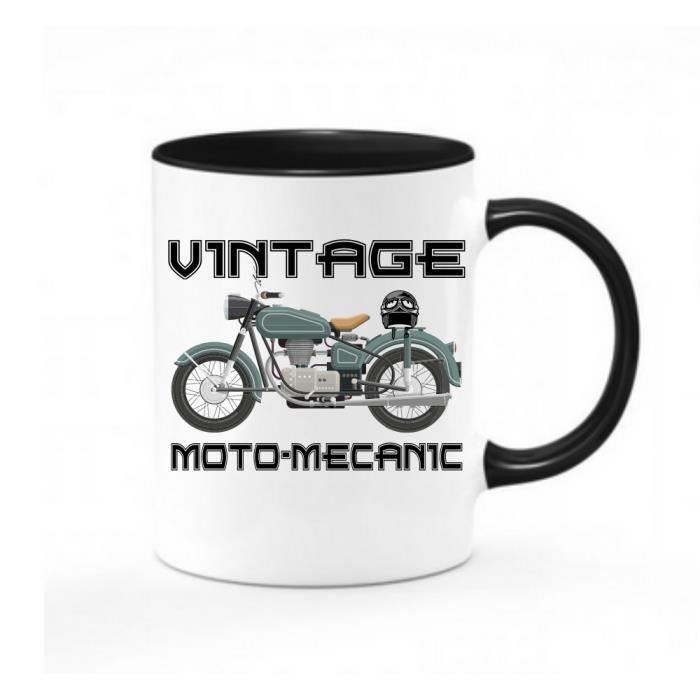 Mug Chope Bicolor Vintage Moto Mecanic Tasse Mug Ceramique Noir Et Blanc Style Moto Ancienne 11oz 325 Ml Cdiscount Puericulture Eveil Bebe