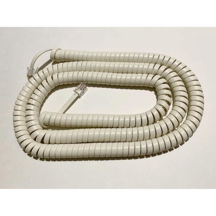 2 Câbles Téléphone Fixe RJ9 4P4C - 7m - Pour Combiné - Fils Cuivre Pur