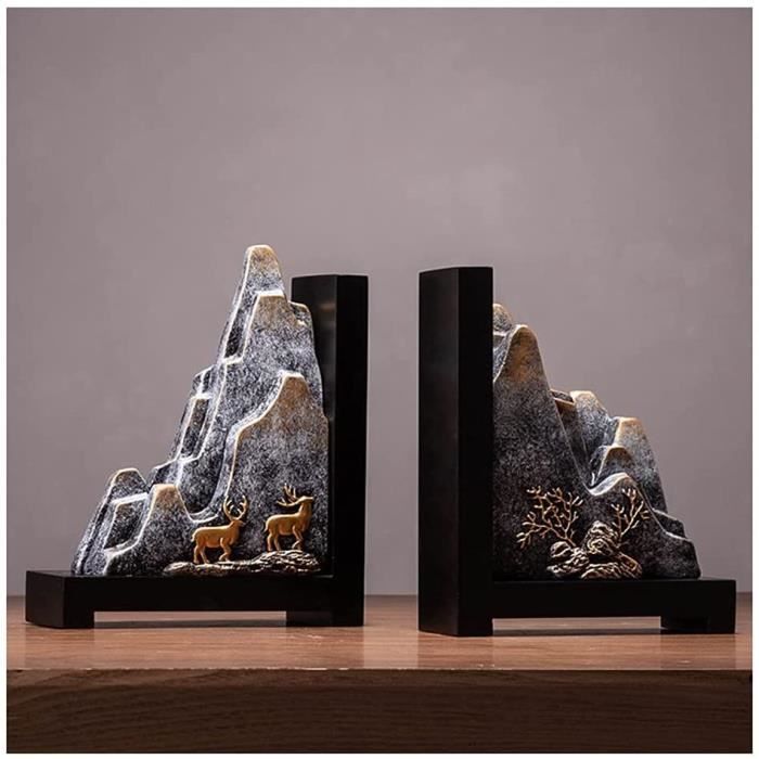 Serre-Livres En Métal Design Arbre Creux - Lot De 6 - Noir - Antidérapant - Pour Bureau, Étagère, Maison