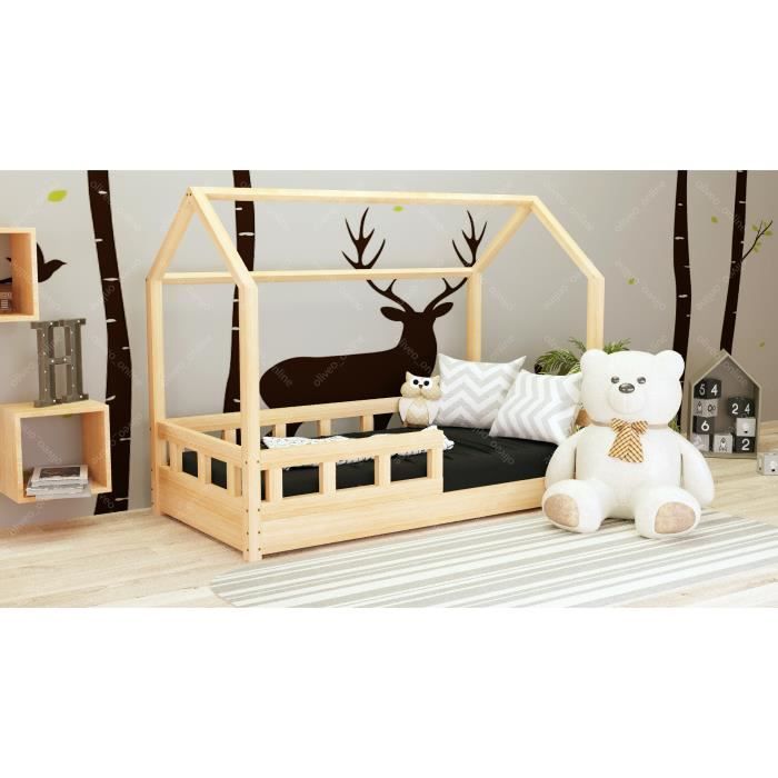 Mon Lit Cabane Pour Enfants Avec Barrieres 190x90 Cm Couleur Bois Cdiscount Maison Mon Lit Cabane Pour Enfants Avec Barrieres 190x90 Cm Couleur Bois Cdiscount Maison
