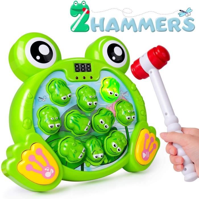 Rolimate Jeu de Grenouille interactif,Marteler des Jouets martelants Aide à la motricité Fine, Jouet de développement pour 3, 4, 5, 6, 7, 8 Ans garçons Filles bébé Enfant en Bas âge [2 marteaux