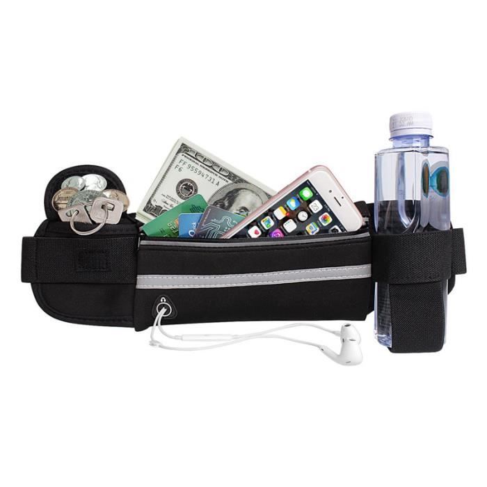Ceinture Running Sac Banane de Sport Ceinture de Course pour Homme et Femme de Course a Pied Sport Jogging Footing Courir(Noir)