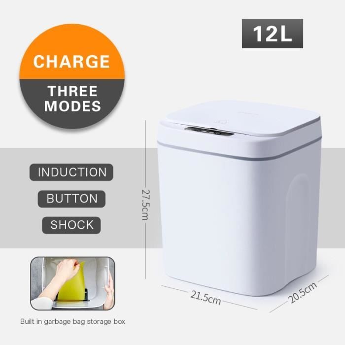Poubelle Automatique Dreamhigh - 2 Pièces (15L Et 12L), Ouverture Mains Libres Par Capteur, étanche IPX5, Pour Cuisine Et Salle De Bain - 3