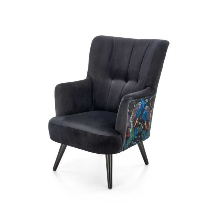 fauteuil en velours 67 x 82 x 95 cm - noir