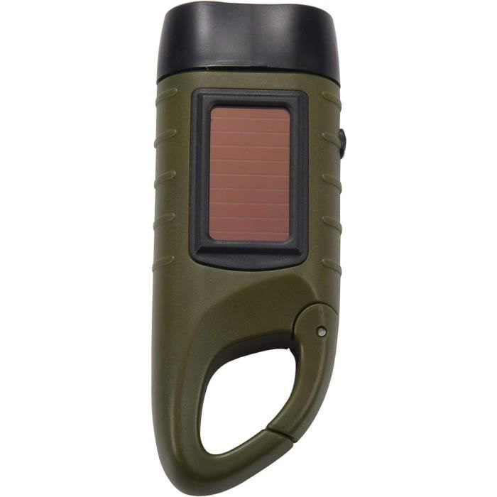 Lampe de Poche Rechargeable à Manivelle à Énergie Solaire, Lampe de Poche à Torche Dynamo d'urgence avec Clip pour Le Camping - Bricolage