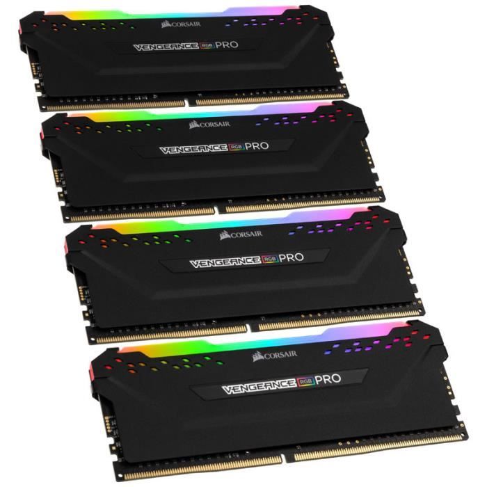 Vente Memoire PC Corsair Vengeance RGB Pro Series schwarz, DDR4-3000, CL15 - 64 G 0,000000 Noir pas cher