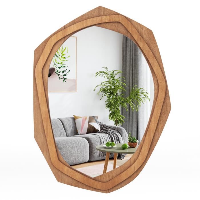COSTWAY Miroir Décoration - 895x66CM - Cadre en Bois Irrégulier Miroir HD Mural 4 Crochets de Suspension - Entrée Salon Chambre