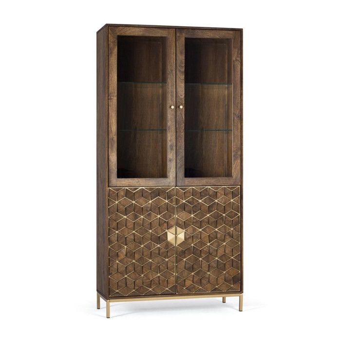 Vitrine - Giner y Colomer - Bois de Manguier - Effet Doré - 4 Portes Vitrine - Giner y Colomer - Bois de Manguier - Effet Doré - 4 Portes