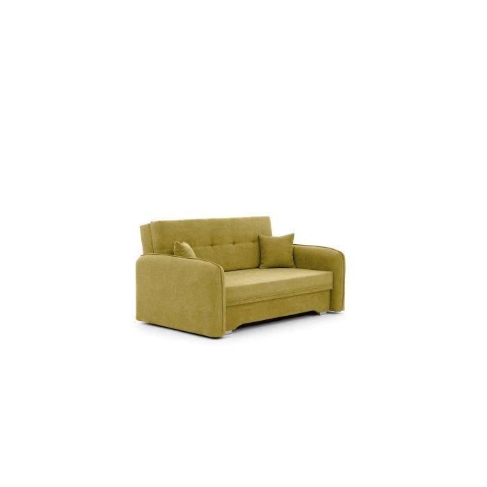 fauteuil convertible en lit 1 place en tissu avec coffre de rangement canapé - lit 155x105x75 sofa liliane (jaune - poco 50)