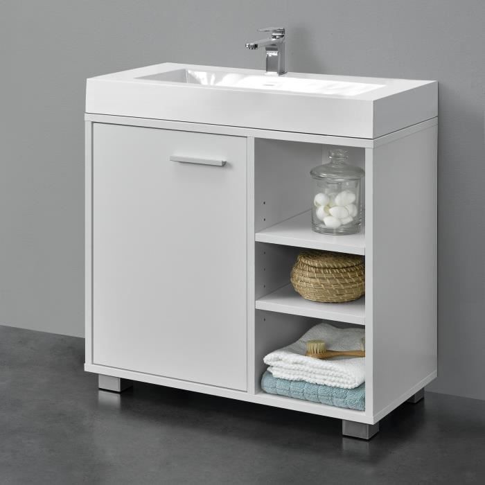 Meuble Sous Lavabo pour Salle de Bain Narvik 56 x 60 x 31 cm Blanc