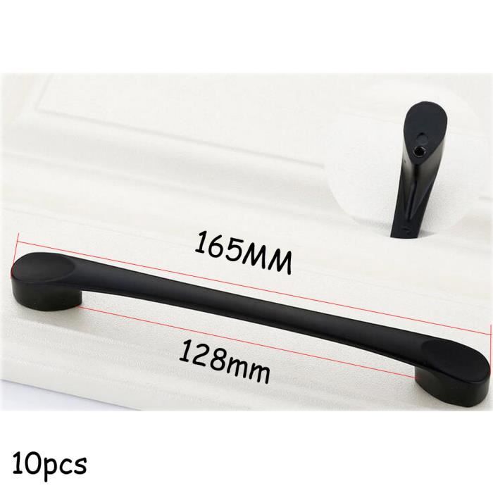 poign/ée de Porte Noire Matte au Pas de 96mm avec vis de r/églage 6pcs