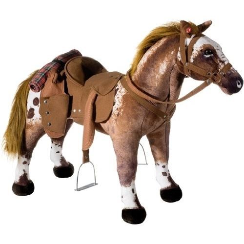 peluche cheval sonore heunec 723573 - charge max 100kg - import allemagne - blanc marron