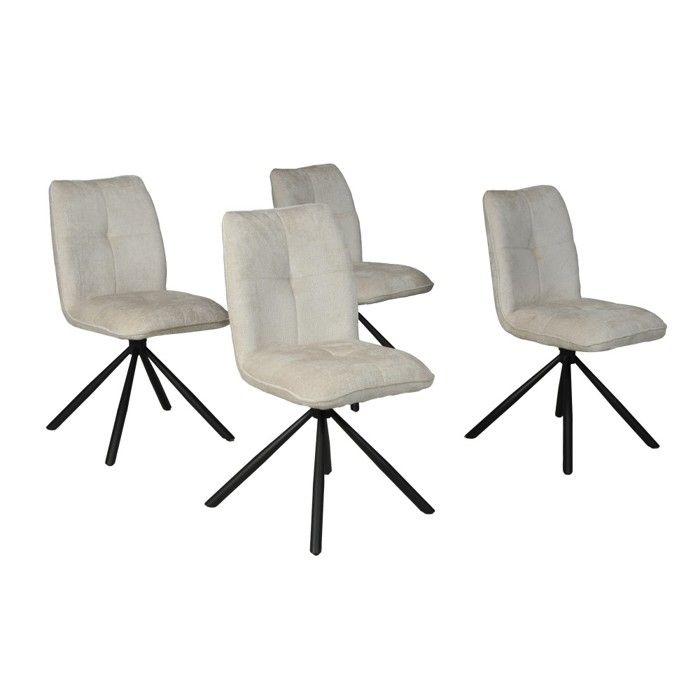 Lot de 4 chaises pivotantes de salle à manger CORTINA/ Beige Lot de 4 chaises pivotantes de salle à manger CORTINA/ Beige