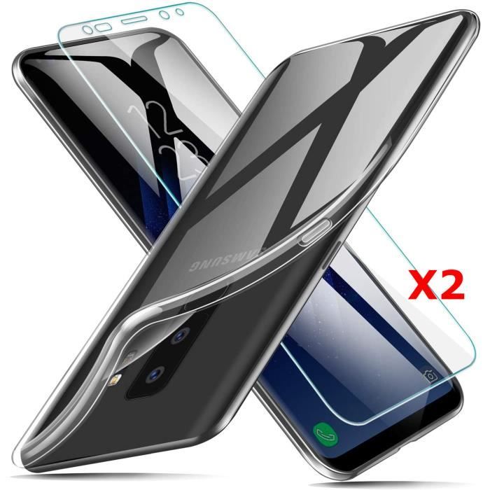 حذاء Coque Silicone Transparente pour Samsung S9 2 Verres Trempe ...
