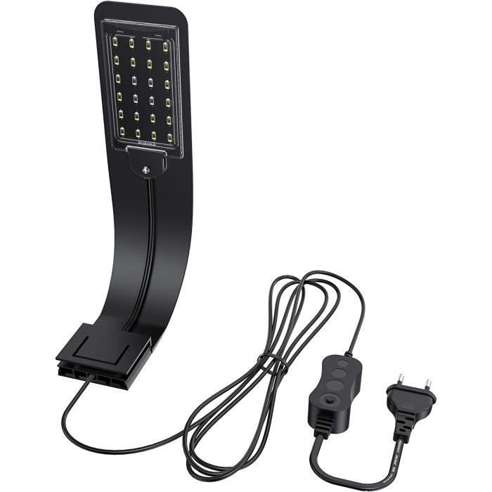 Meilleurs prix pour Éclairages pour aquarium -  Lampe LED Ultra-mince - pour Aquarium de 30-40 cm - 24 LEDs - 10W  - Lumière Blanche et Bleue (Noir)