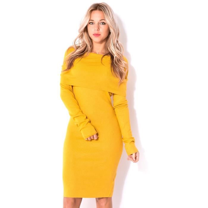 robe pull col bardot