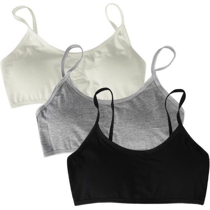 Lot de 3 Soutien-Gorge de Sport en coton avec avec un coussinet pour fille  ado Brassières Fille ado 8-14 ans Noir - Cdiscount Prêt-à-Porter