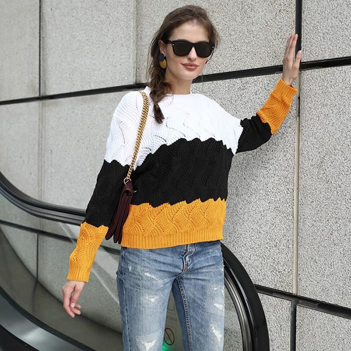 Pull décontracté de couleur unie avec fermeture éclair à revers