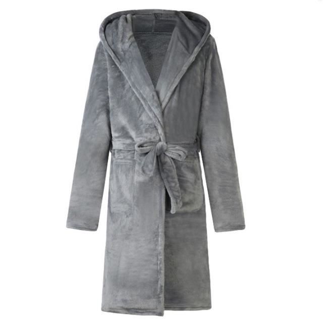 Mnemo Peignoir De Bain Homme Gaufré Kimono Légère Waffle Robe De Chambre Coton Organique, Gris, S