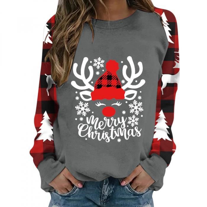 Pull De Noël Femme 2025 - Manches Longues, Col Rond, Motifs Festifs - Sweat Moche Rigolo Multicolore - Chaud Et Confortable Pour Les Fêtes