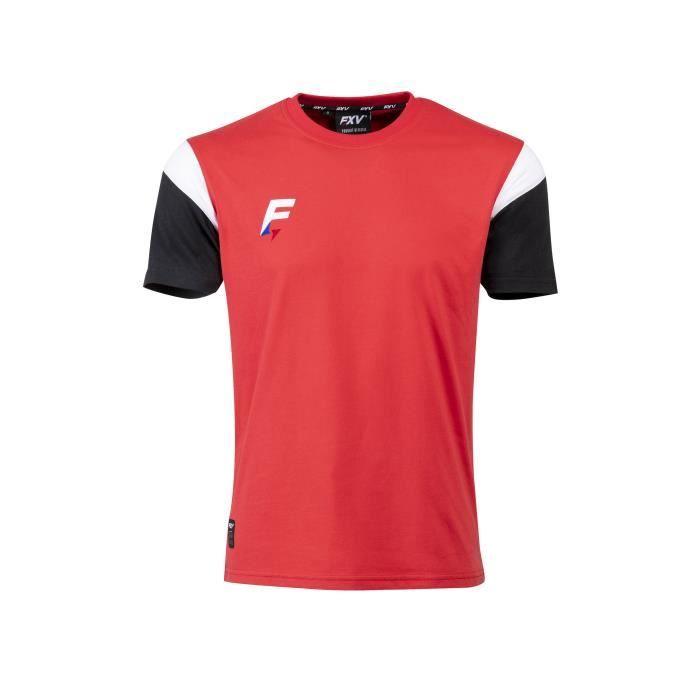 force xv tee-shirt de rugby conquete rouge-blanc-noir