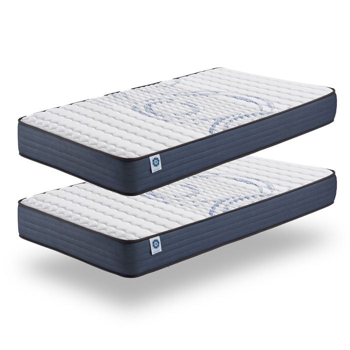 Lot de 2 Matelas Perfect Dream 80x190 cm - Mousse mémoire de Forme + Blue Latex - Soutien Optimal - 7 Zones - Hypoallergénique Lot de 2 Matelas Perfect Dream 80x190 cm - Mousse mémoire de Forme + Blue Latex - Soutien Optimal - 7 Zones - Hypoallergénique