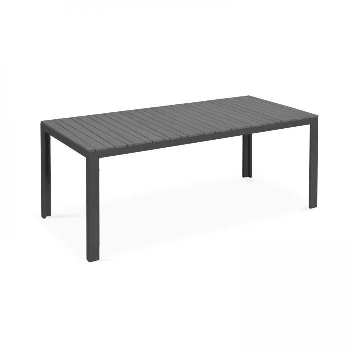 Table de jardin rectangulaire OVIALA - Aluminium - Gris - 190 x 90 x 74 cm
