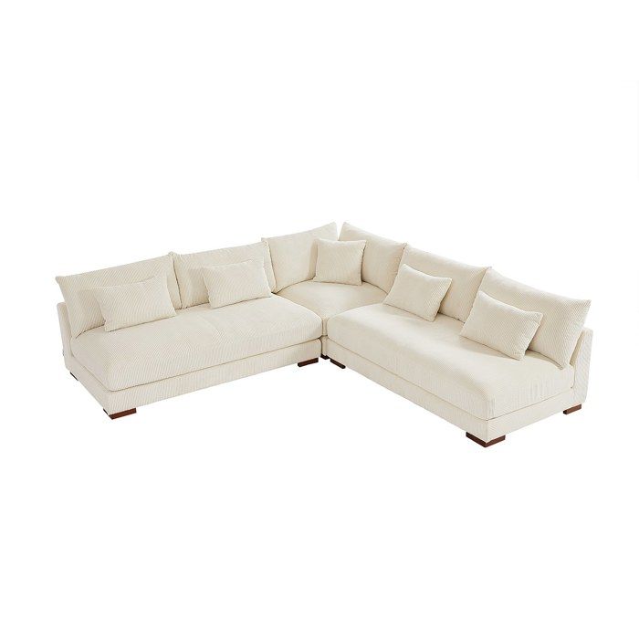 Canapé dangle réversible en velours côtelé beige SPERONE