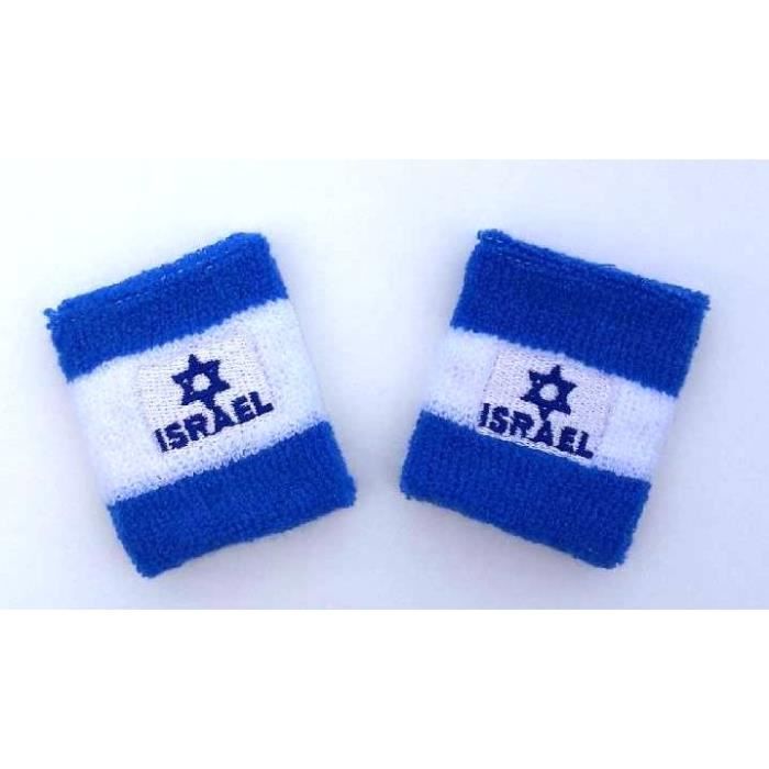 lot 2 bracelets israel israelien poignet éponge sport football jogging tennis no maillot drapeau écharpe fanion ...