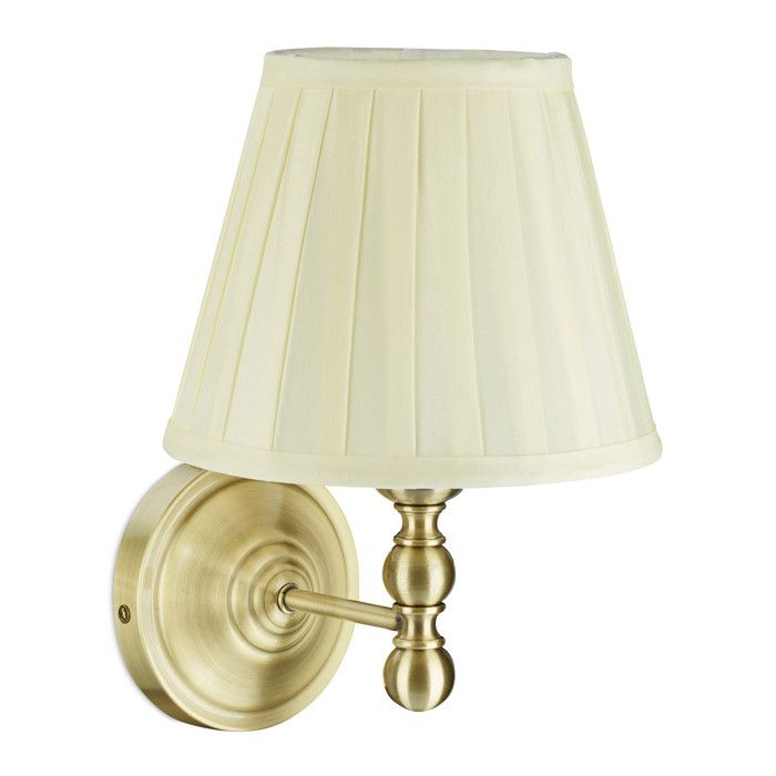 Relaxdays lampe murale abat-jour tissu design antique douille E14 luminaire mur 30x20x23 5 cm Blanc cassé laiton