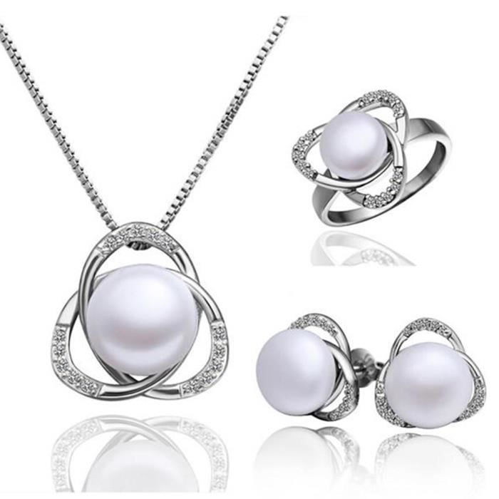 Parure De Bijoux De Noël Femme - Collier Et Boucles D'oreilles Flocon De Neige Avec Strass Et Cloches