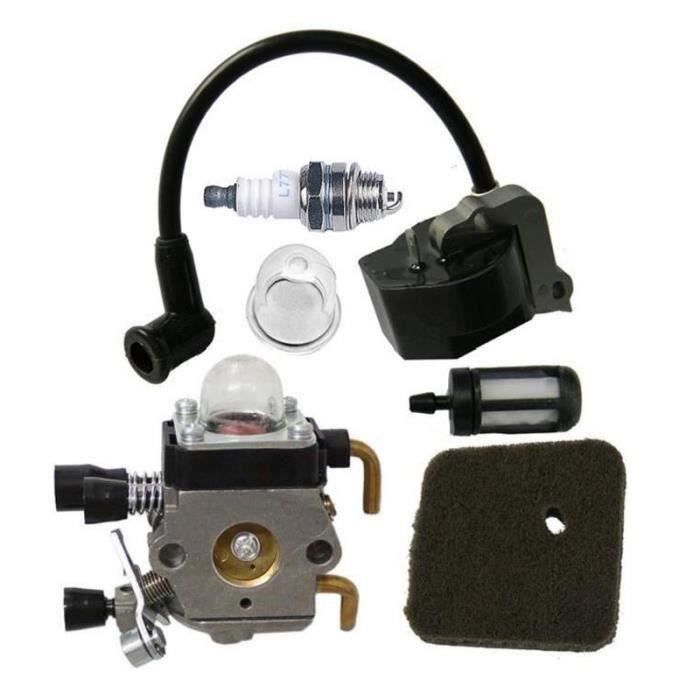 Haishine Bobine Allumage Stihl FS38/FS45/FS55 + Kit Carburateur, Bougie, Bulle Huile, Interrupteur – Pack Complet Débroussailleuse
