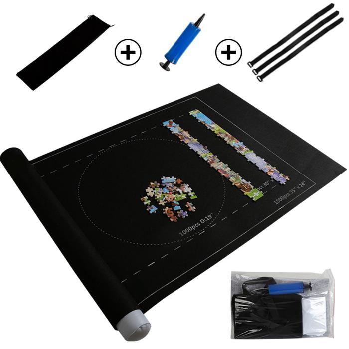 Neuytiky Tapis Puzzle 3000 Pièces En Feutre – Rouleau Pliable Avec 4 Plateaux De Tri, Sac De Rangement, Tubes Gonflables – Pour Adultes Et Enfants, 140x100 Cm, Noir