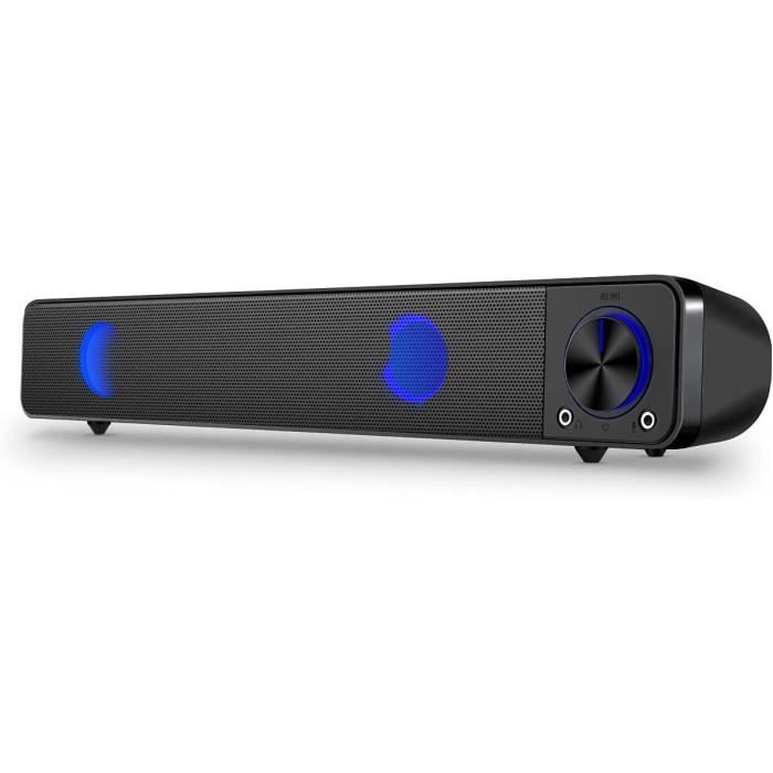 Enceintes PC/TV LinQ S8508 - Son Puissant, LED Colorées, Noir - Neuves