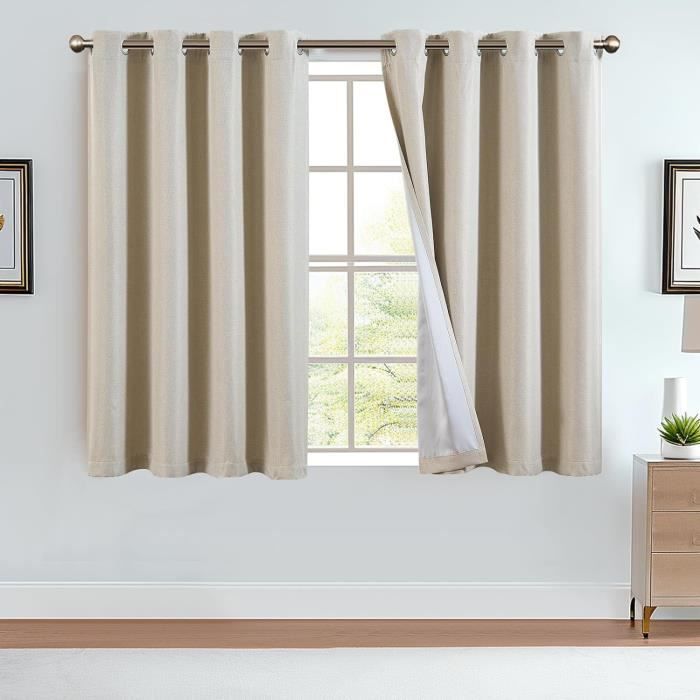 BOLAXHCA – Lot De 2 Rideaux Miniatures 1:12 Pour Maison De Poupée – Beige, 12,5x6 Cm – Avec Tringle