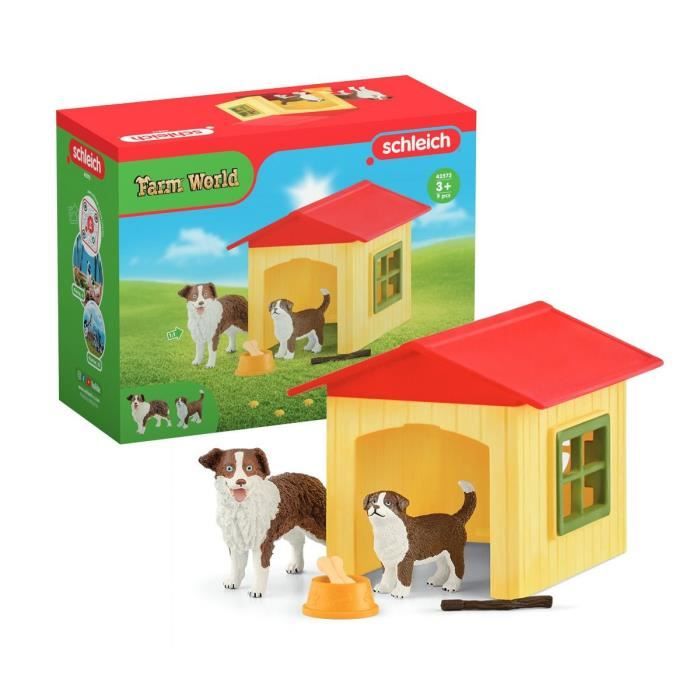 figurine niche pour chien , pour enfants dès 3 ans, coffret, 18,8 x 8,2 x 14,7 cm - schleich 42573 farm world