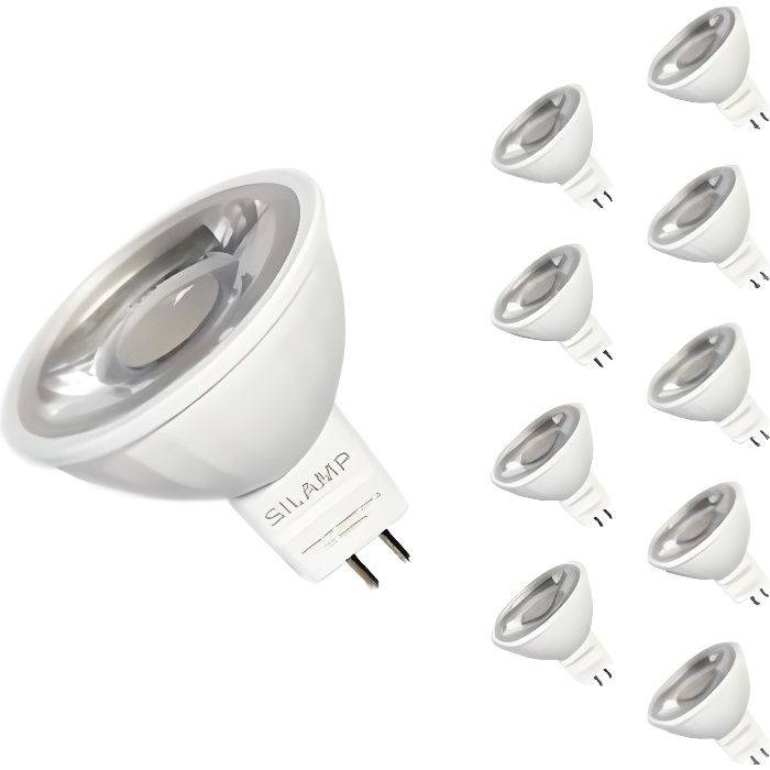 Ampoule LED GU5.3 / MR16 12V 8W SMD 80° (pack de 10) - Blanc Neutre 4000K -  5500K - Cdiscount Maison