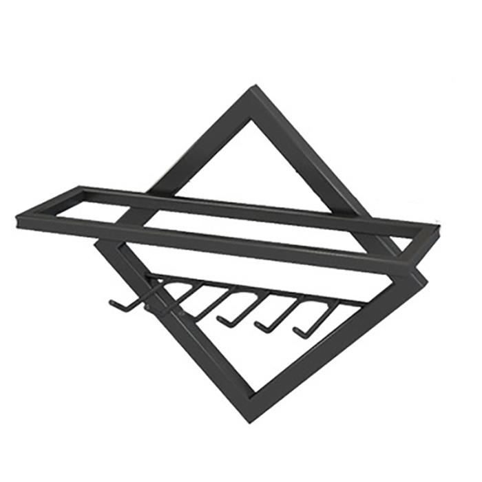 Casier à Vin En MéTal Fixé Au Mur, Casier à Bouteilles De Vin Et Cintre à Verres à Pied