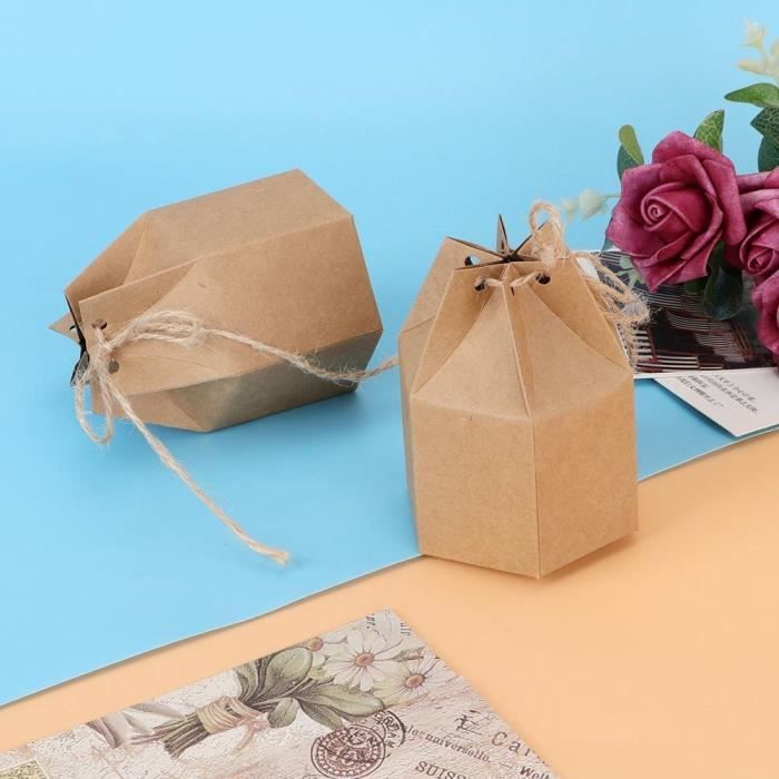 Lot de 5 boîtes de remerciement en papier pour bonbons gâteaux au chocolat Large dragées de mariage avec ruban 2 tailles sac cadeau a