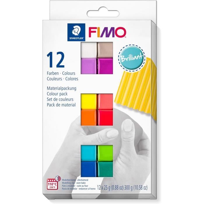 Staedtler FIMO Soft – Assortiment De 12 Pains Pastel 25g – Pâte Polymère Cuisson Au Four – Loisirs Créatifs